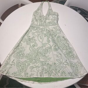 Jill Michelle Green & White Halter Top Dress 4